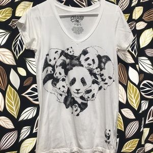 Panda heart v-neck tee shirt